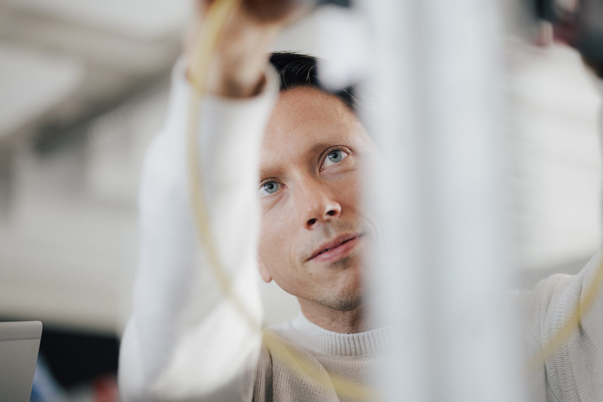 COPA-DATA employee working with cables